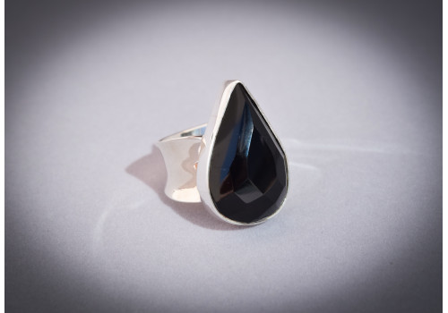 Women's black onyx and silver ring