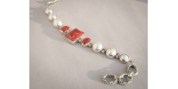 Bracelet set with coral and mabe pearl